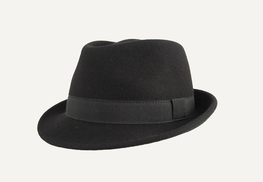 Sombrero trilby lana ala corta negro