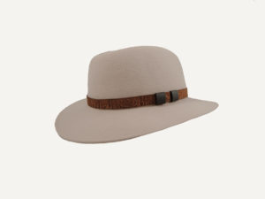sombrero mujer de ala ancha y correa beige