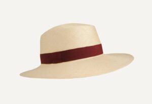 sombrero de parasisol con cinta burdeos